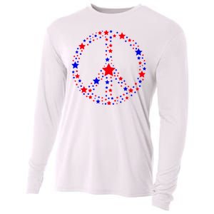 Patriotic Peace Sign Stars Cooling Performance Long Sleeve Crew