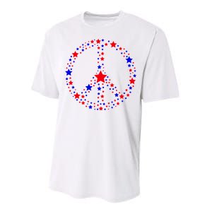 Patriotic Peace Sign Stars Performance Sprint T-Shirt