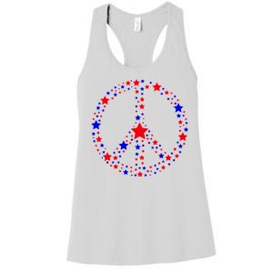 Patriotic Peace Sign Stars Women's Racerback Tank