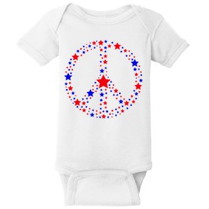 Patriotic Peace Sign Stars Baby Bodysuit