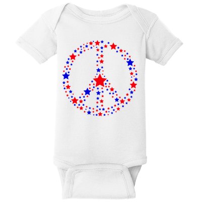 Patriotic Peace Sign Stars Baby Bodysuit