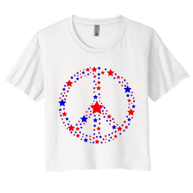 Patriotic Peace Sign Stars Crop Top