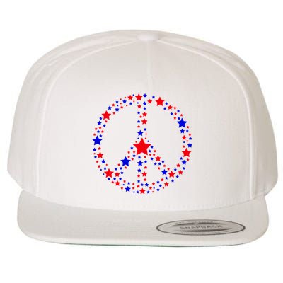 Patriotic Peace Sign Stars Wool Snapback Cap