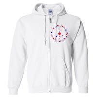 Patriotic Peace Sign Stars Full Zip Hoodie