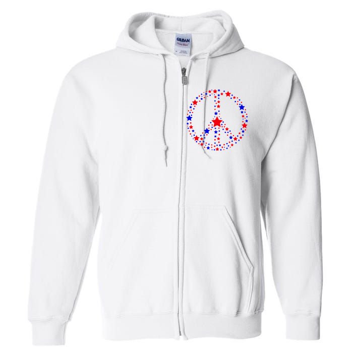 Patriotic Peace Sign Stars Full Zip Hoodie