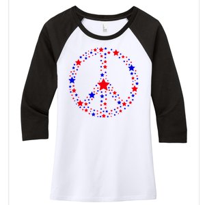 Patriotic Peace Sign Stars Women's Tri-Blend 3/4-Sleeve Raglan Shirt