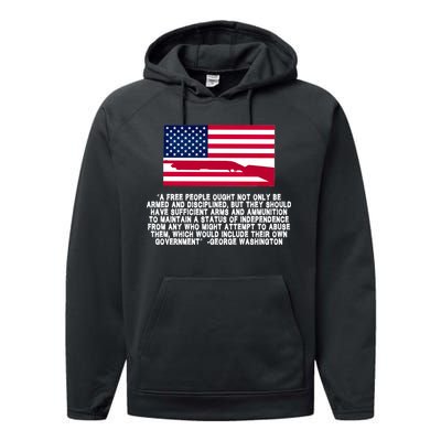 Patriotic Quote George Washington Performance Fleece Hoodie