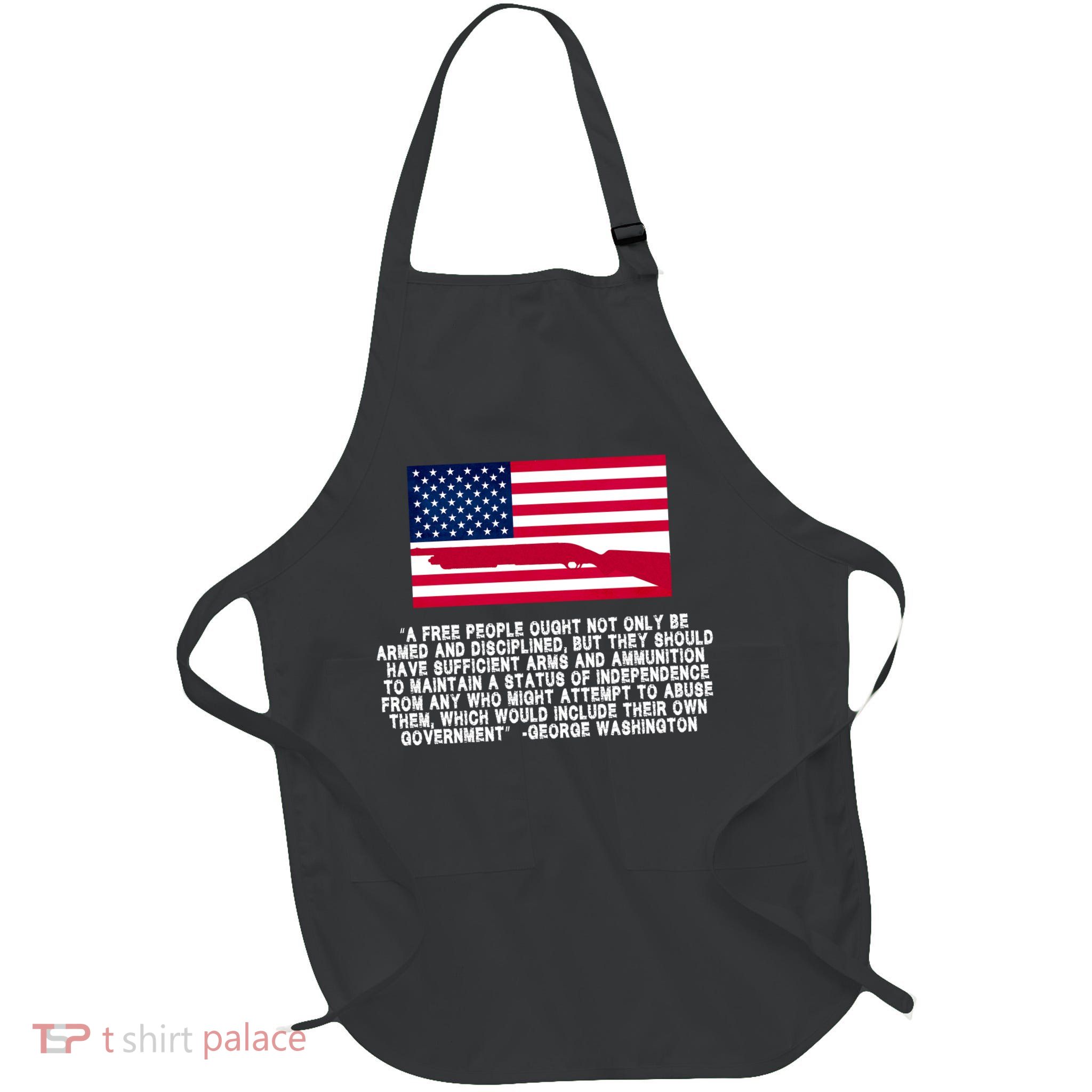Patriotic Quote George Washington Full-Length Apron With Pockets