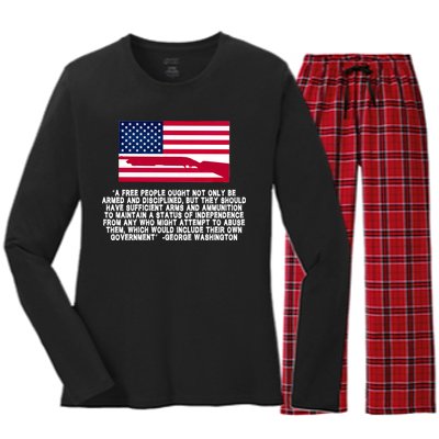 Patriotic Quote George Washington Women's Long Sleeve Flannel Pajama Set 