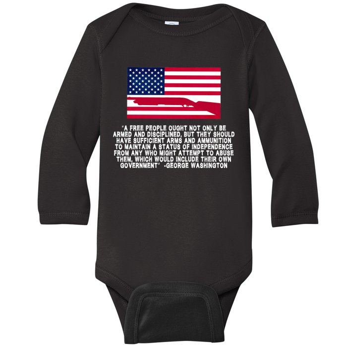 Patriotic Quote George Washington Baby Long Sleeve Bodysuit