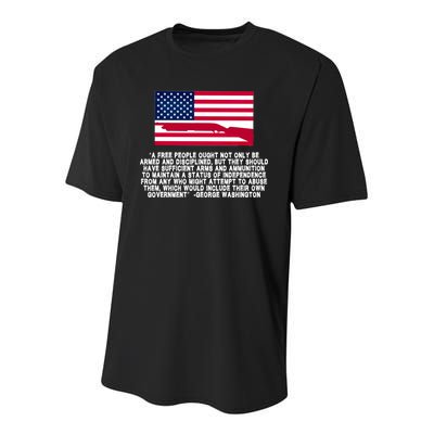 Patriotic Quote George Washington Youth Performance Sprint T-Shirt