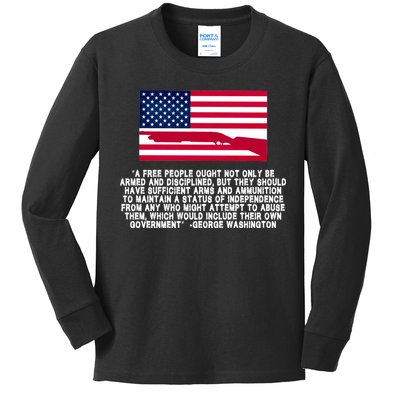 Patriotic Quote George Washington Kids Long Sleeve Shirt