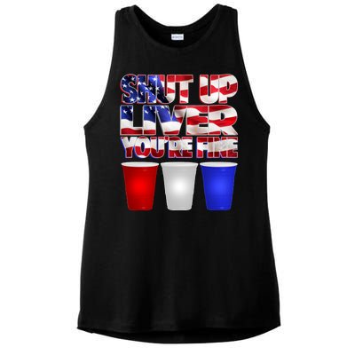 Patriotic Shut Up Liver You're Fine USA  Ladies PosiCharge Tri-Blend Wicking Tank