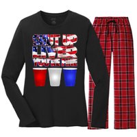 Patriotic Shut Up Liver You're Fine USA  Women's Long Sleeve Flannel Pajama Set 