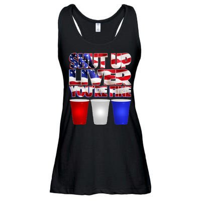 Patriotic Shut Up Liver You're Fine USA  Ladies Essential Flowy Tank