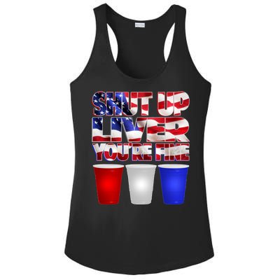 Patriotic Shut Up Liver You're Fine USA  Ladies PosiCharge Competitor Racerback Tank