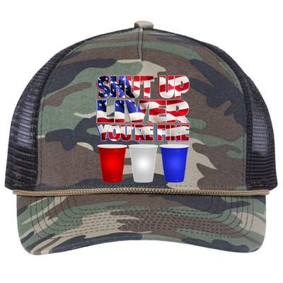 Patriotic Shut Up Liver You're Fine USA  Retro Rope Trucker Hat Cap