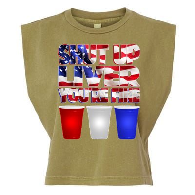 Patriotic Shut Up Liver You're Fine USA  Garment-Dyed Women's Muscle Tee