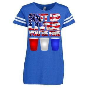 Patriotic Shut Up Liver You're Fine USA  Enza Ladies Jersey Football T-Shirt