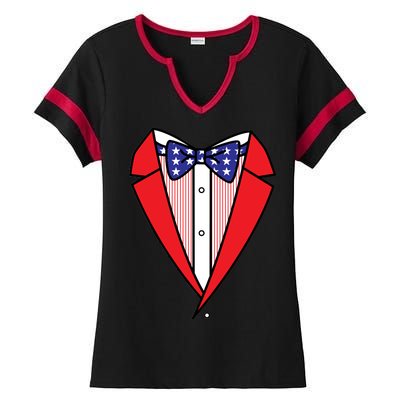 Patriotic Tuxedo Ladies Halftime Notch Neck Tee