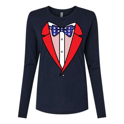 Patriotic Tuxedo Womens Cotton Relaxed Long Sleeve T-Shirt