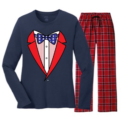 Patriotic Tuxedo Women's Long Sleeve Flannel Pajama Set 