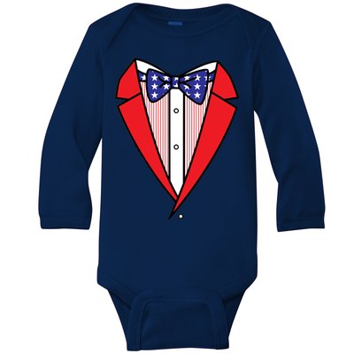 Patriotic Tuxedo Baby Long Sleeve Bodysuit