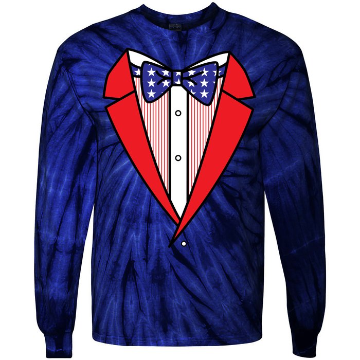 Patriotic Tuxedo Tie-Dye Long Sleeve Shirt