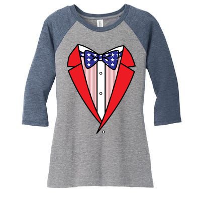 Patriotic Tuxedo Women's Tri-Blend 3/4-Sleeve Raglan Shirt