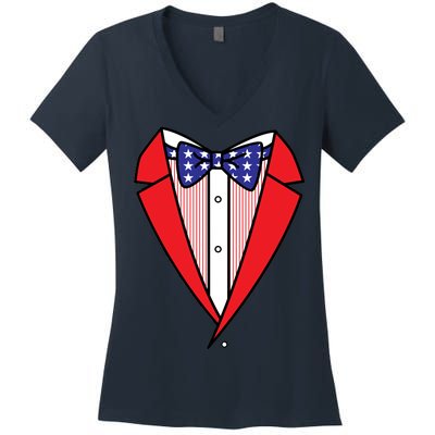 Patriotic Tuxedo Women's V-Neck T-Shirt