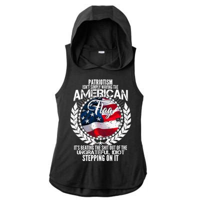 Patriotism American Flag Ladies PosiCharge Tri-Blend Wicking Draft Hoodie Tank