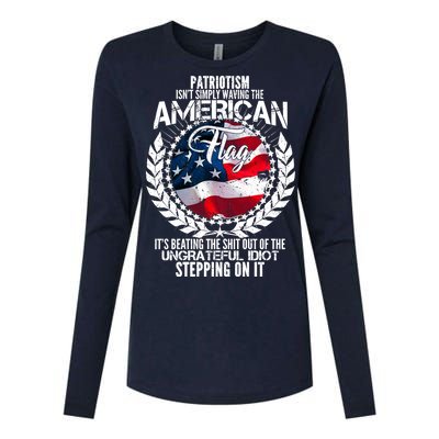 Patriotism American Flag Womens Cotton Relaxed Long Sleeve T-Shirt