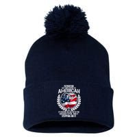 Patriotism American Flag Pom Pom 12in Knit Beanie