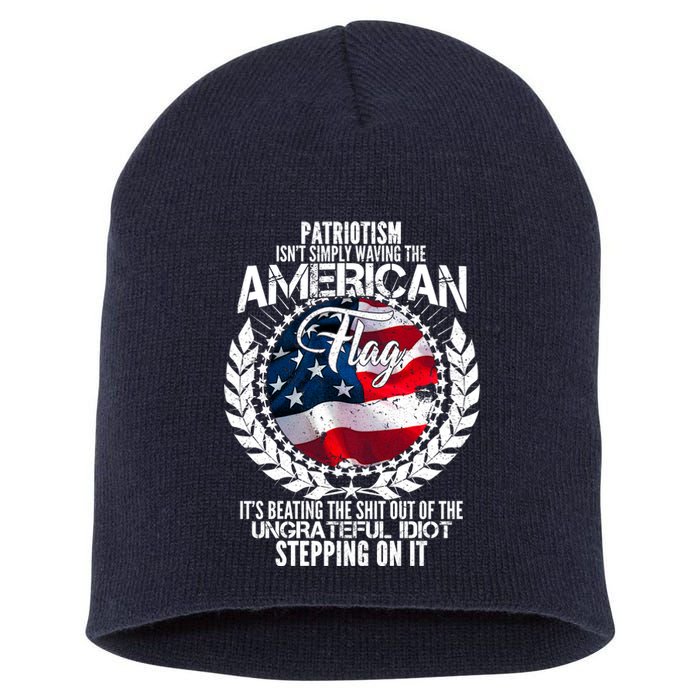 Patriotism American Flag Short Acrylic Beanie