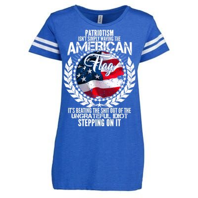 Patriotism American Flag Enza Ladies Jersey Football T-Shirt