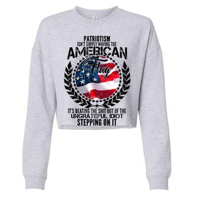 Patriotism American Flag Cropped Pullover Crew