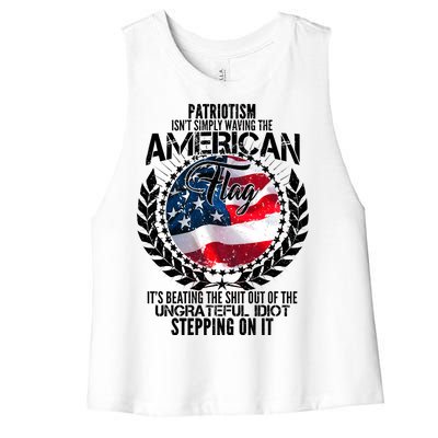 Patriotism American Flag Women's Racerback Cropped Tank