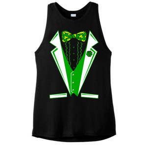 Patty Party Tuxedo Tux St Patrick's Day Ladies PosiCharge Tri-Blend Wicking Tank