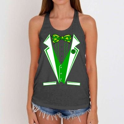 Patty Party Tuxedo Tux St Patrick's Day Women's Knotted Racerback Tank