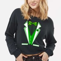 Patty Party Tuxedo Tux St Patrick's Day Cropped Pullover Crew
