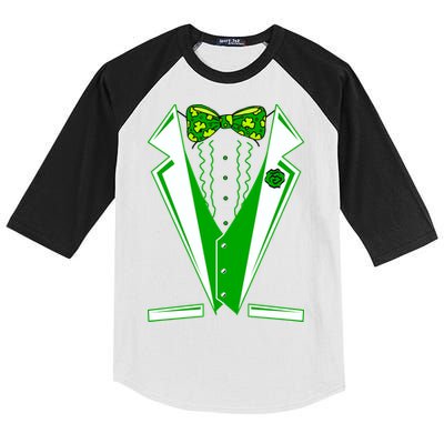 Patty Party Tuxedo Tux St Patrick's Day Kids Colorblock Raglan Jersey