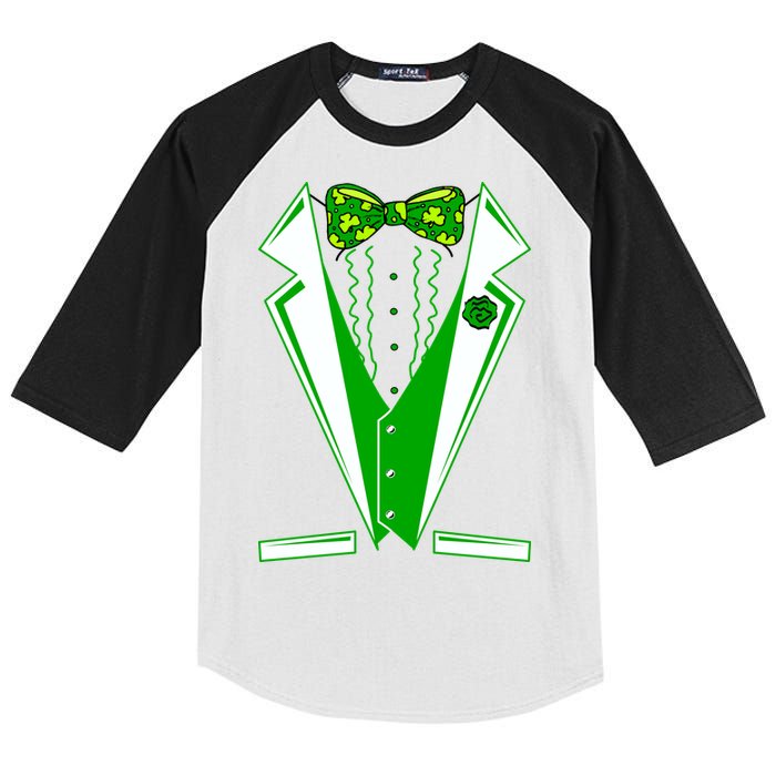 Patty Party Tuxedo Tux St Patrick's Day Kids Colorblock Raglan Jersey