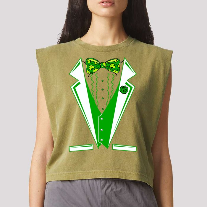 Patty Party Tuxedo Tux St Patrick's Day Garment-Dyed Women's Muscle Tee