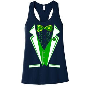 Patty Party Tuxedo Tux St Patrick's Day Women's Racerback Tank