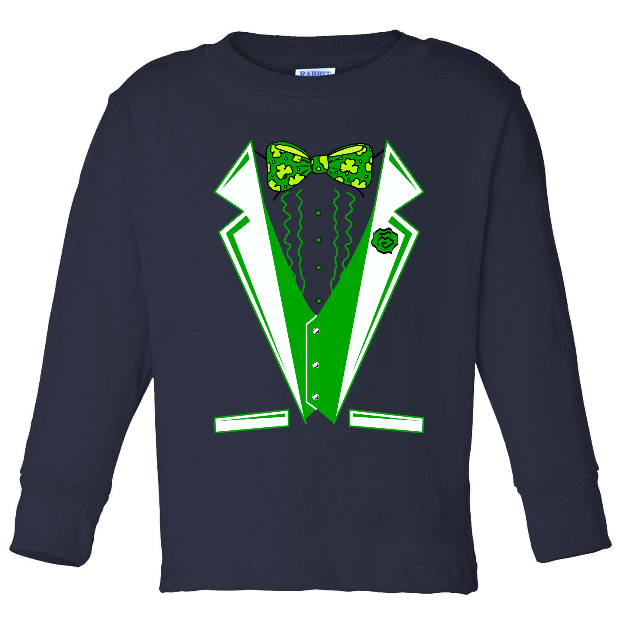 Patty Party Tuxedo Tux St Patrick's Day Toddler Long Sleeve Shirt