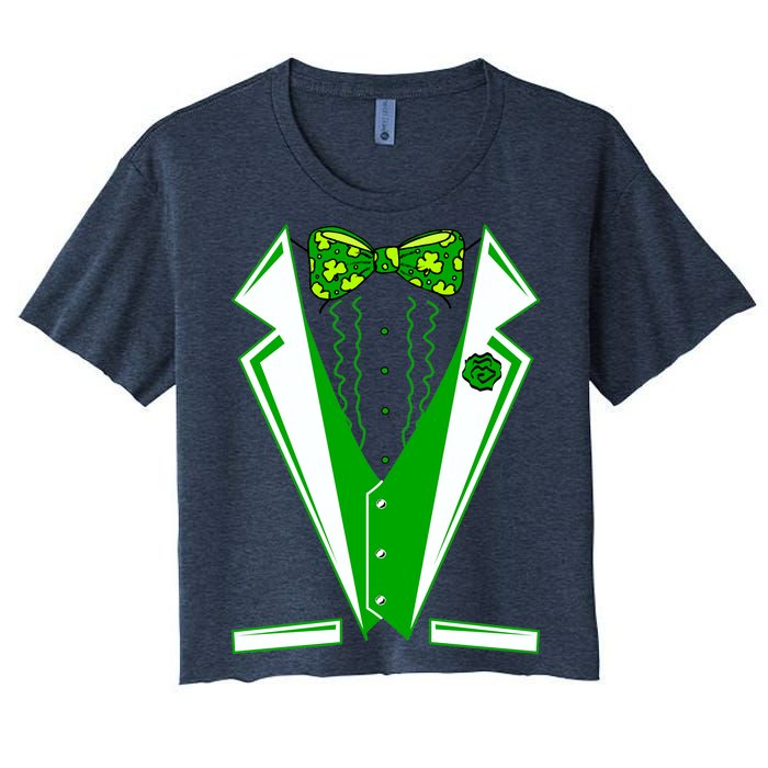 Patty Party Tuxedo Tux St Patrick's Day Women's Crop Top Tee