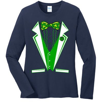 Patty Party Tuxedo Tux St Patrick's Day Ladies Long Sleeve Shirt