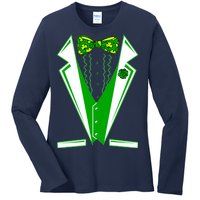 Patty Party Tuxedo Tux St Patrick's Day Ladies Long Sleeve Shirt