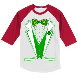 Patty Party Tuxedo Tux St Patrick's Day Kids Colorblock Raglan Jersey