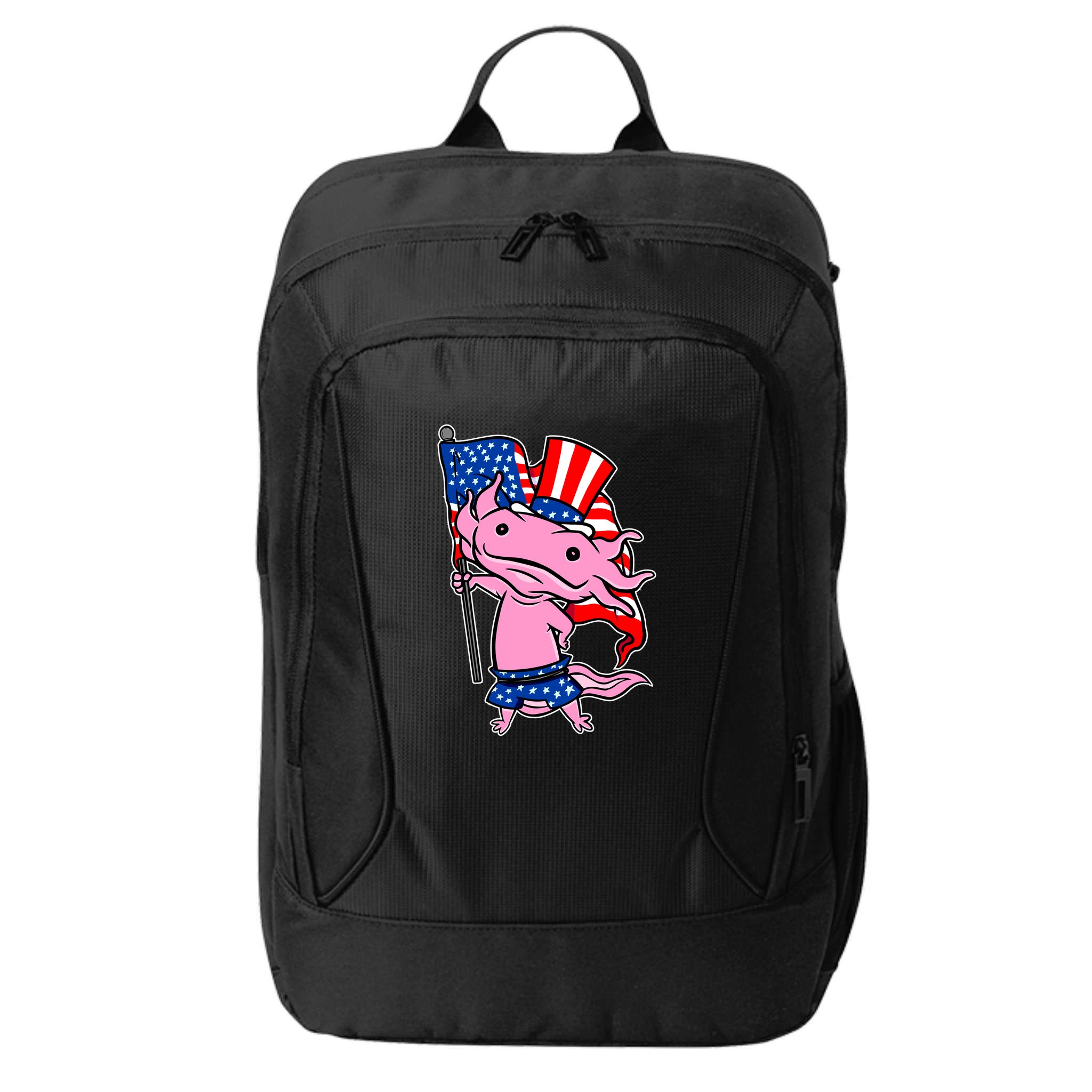 Patriotic Axolotl USA Flag Funny 4th Of July United States City Backpack